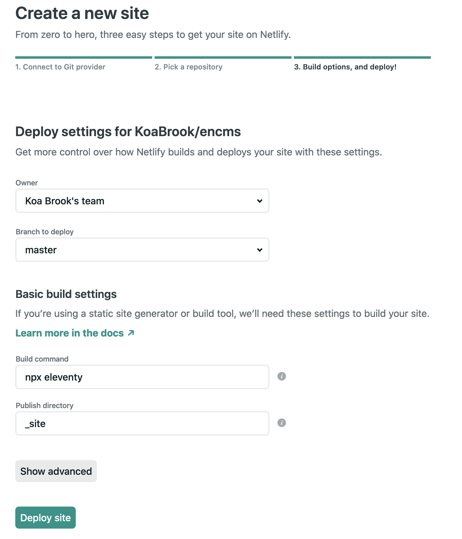 Setting up on Netlify
