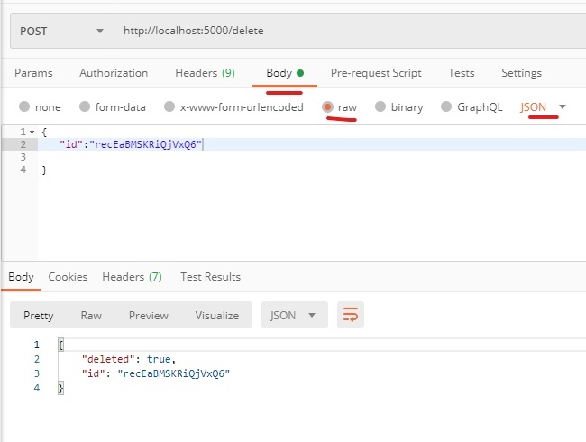 postman delete