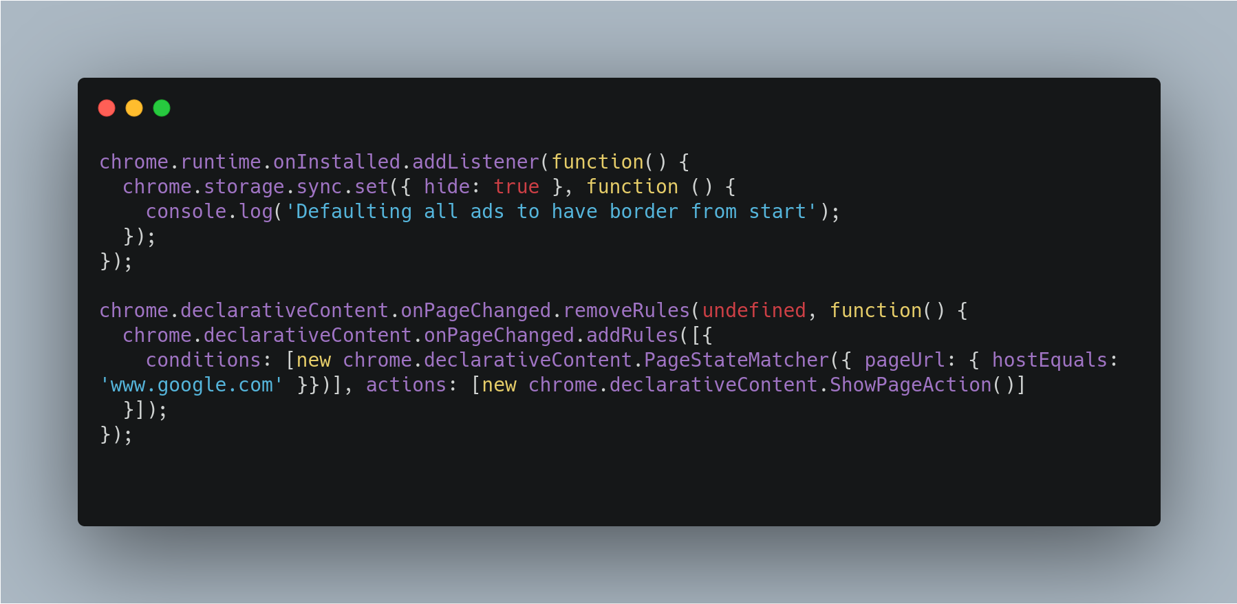 background.js' contents