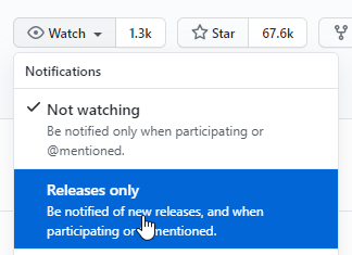 Select Watch and Releases Only at github.com/microsoft/terminal
