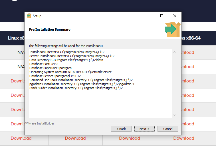 PostgreSQL pre-installation