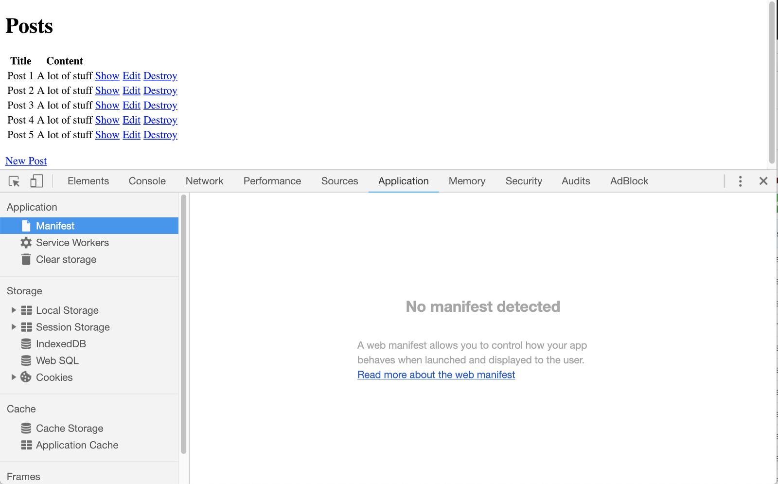 Brand new Rails app without any manifest.json