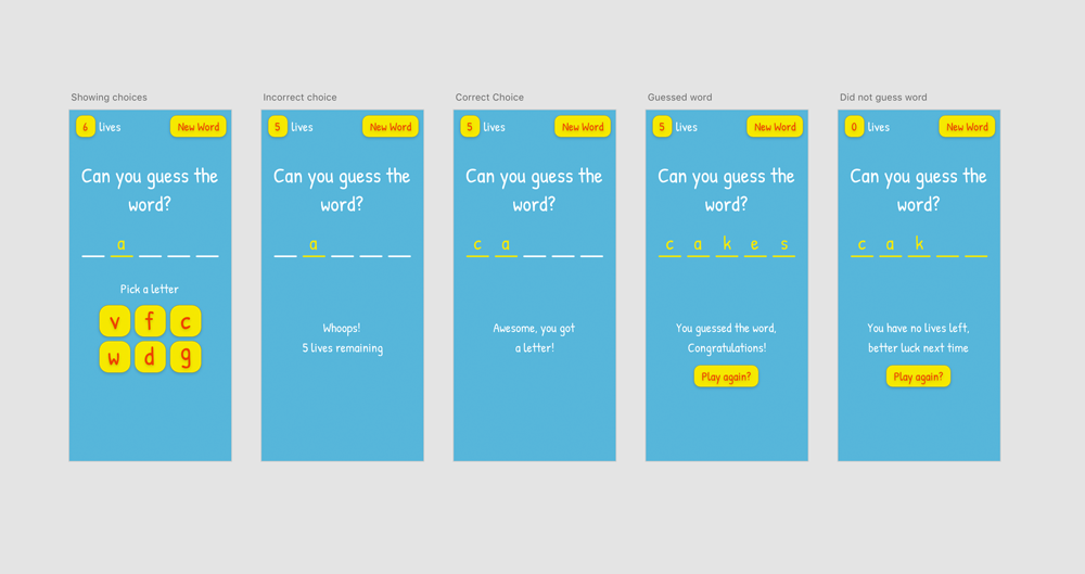 Hangman game designs
