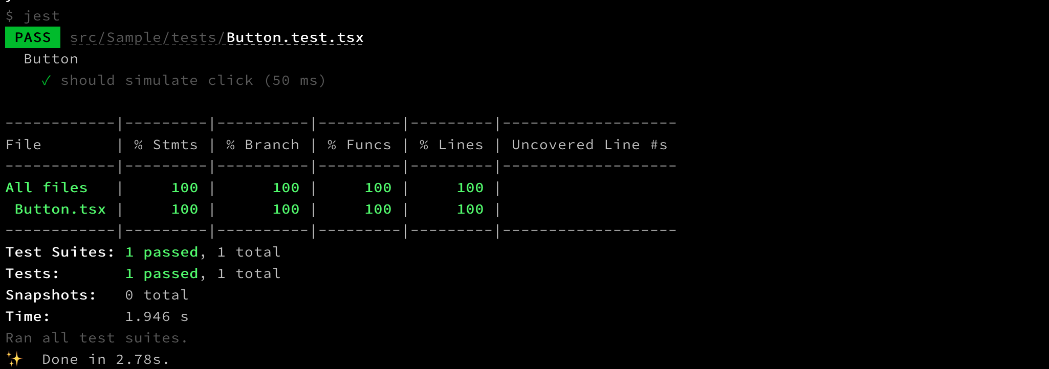 Jest Test Suite Output