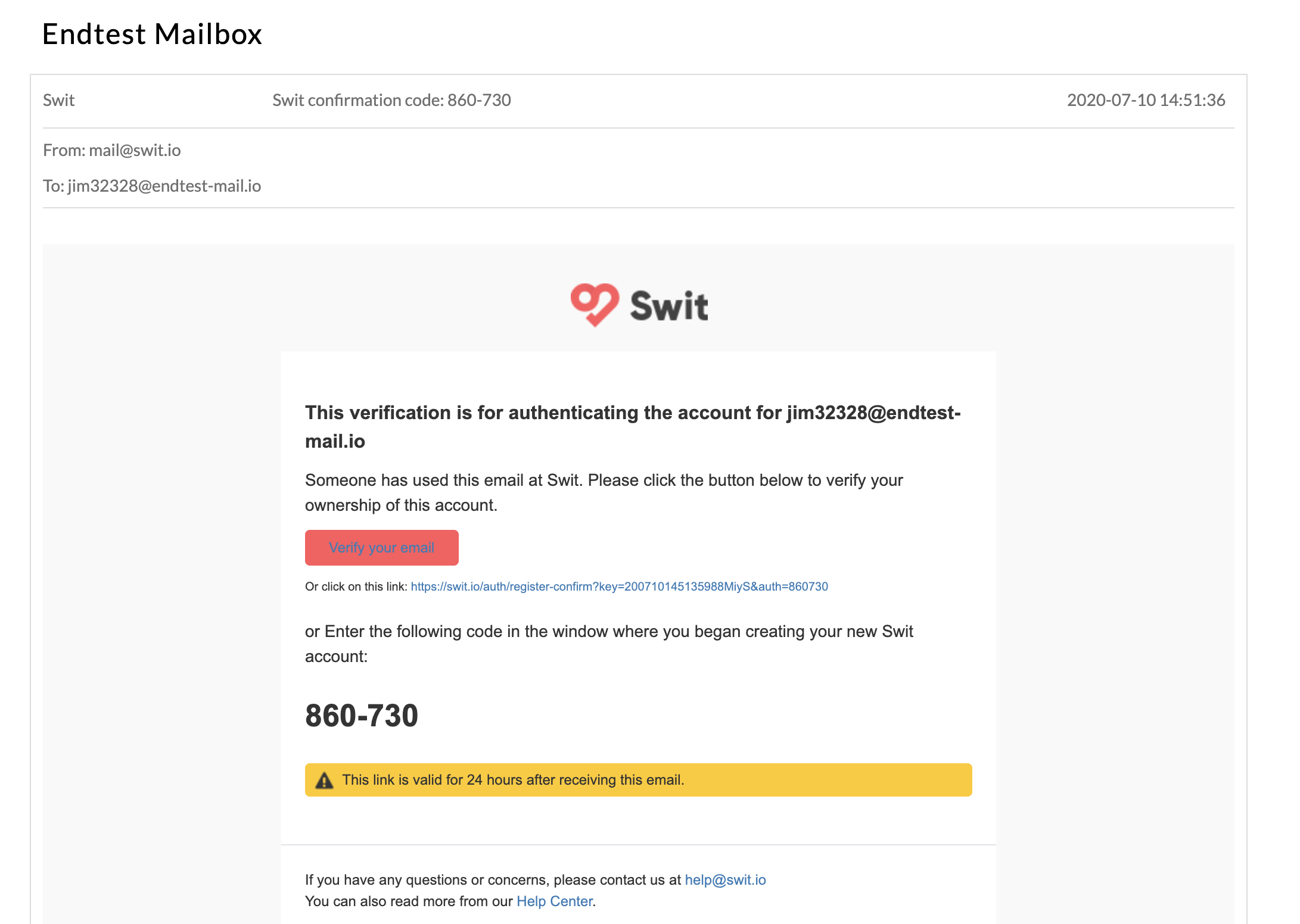 Endtest Mailbox