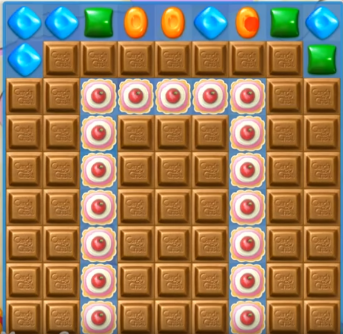 An screen almost full of chocolate blocks