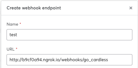 Go Cardless webhook setup