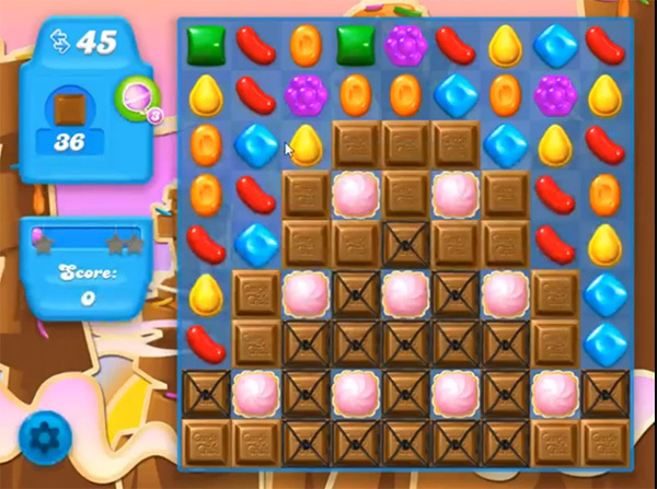 A candy crush chocolate level