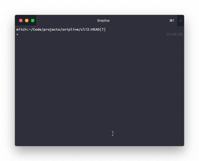 Snipline CLI in all its terminal glory