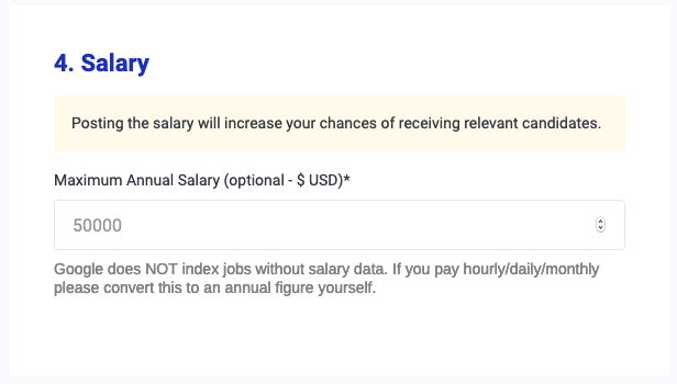 Salary input