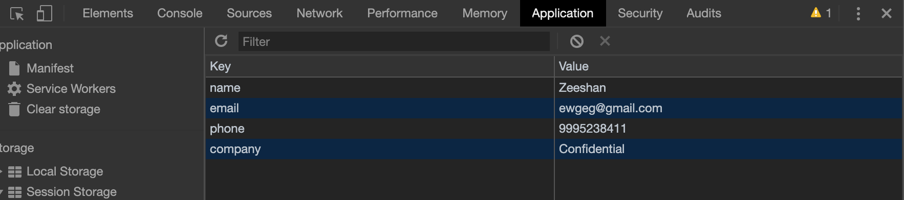 sessionStorage in Action
