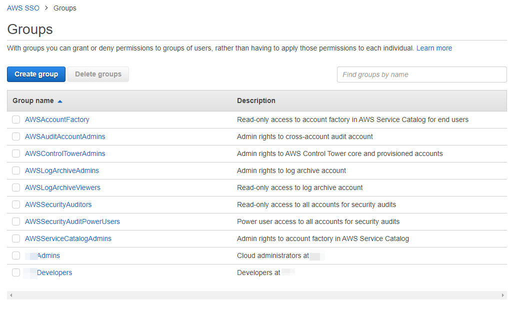 AWS SSO Groups