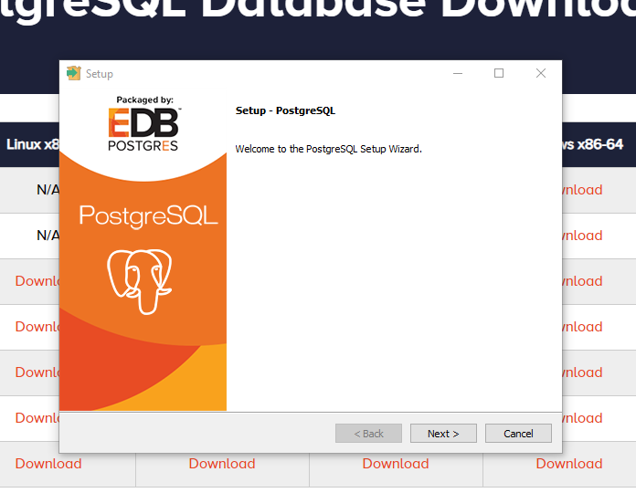 PostgreSQL installer