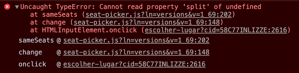 Javascript error in the console