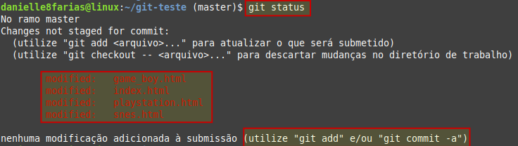 vários arquivos modificados