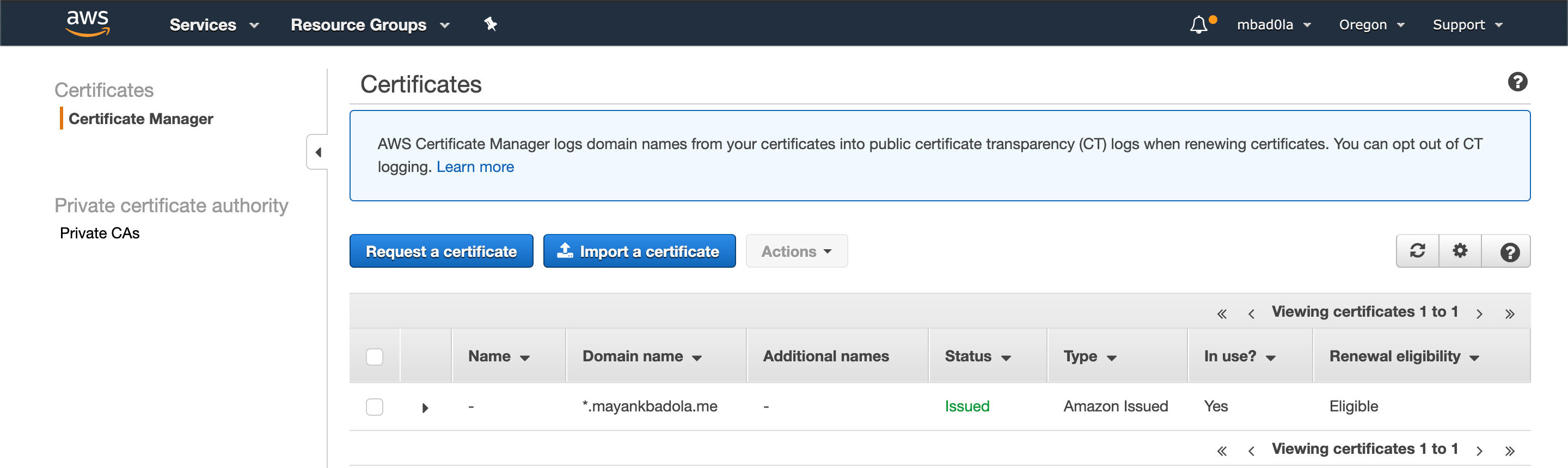 Certificate ACM