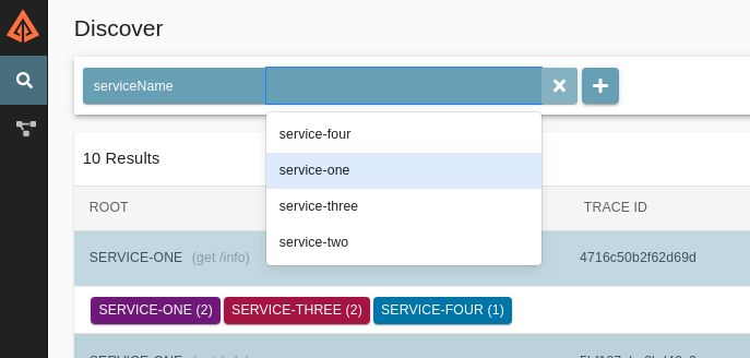 Filter by service name