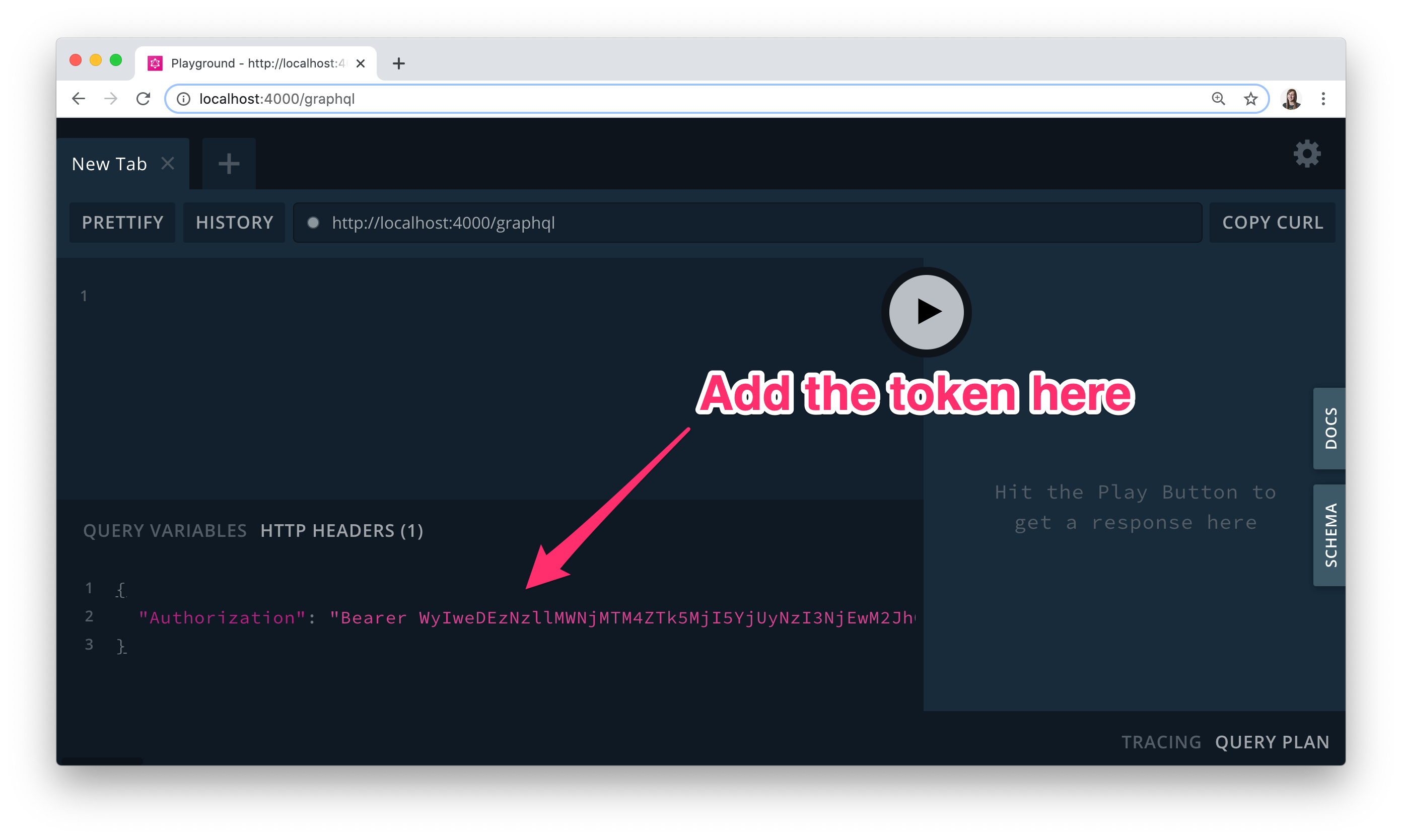 Authorization header added to GraphQL Playground