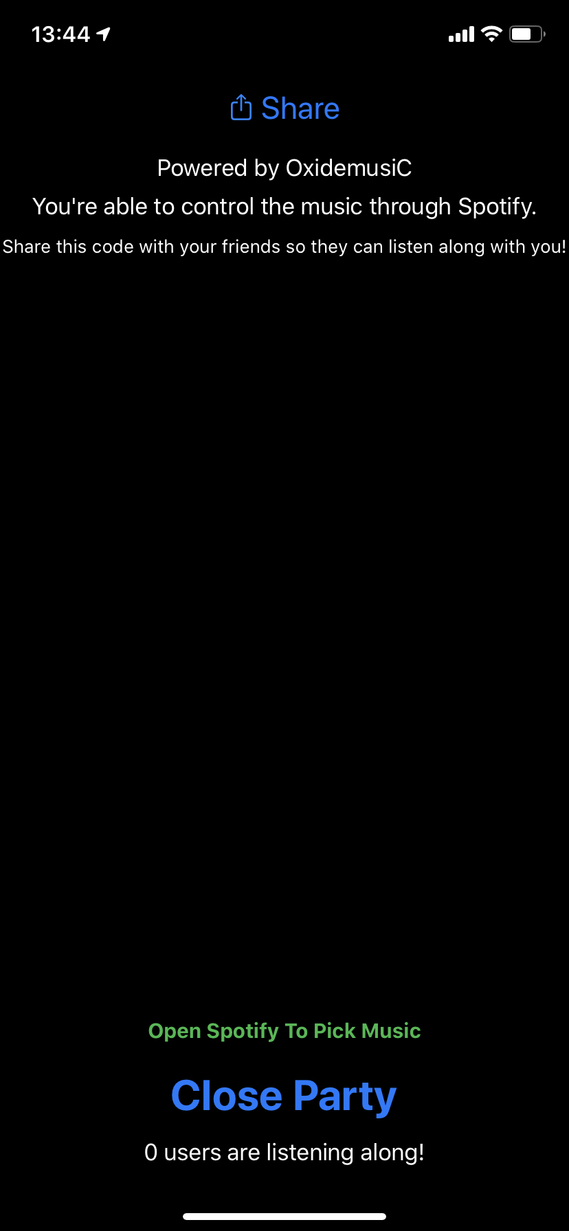 Screenshot from the OxidemusiC app