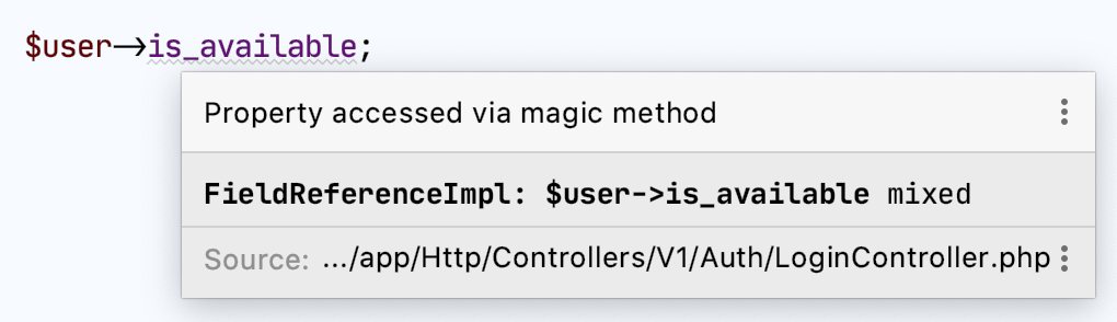 Property accessed via magic method