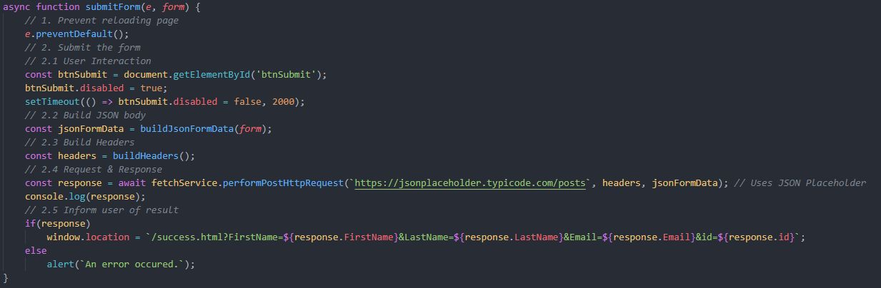 Javascript json html form
