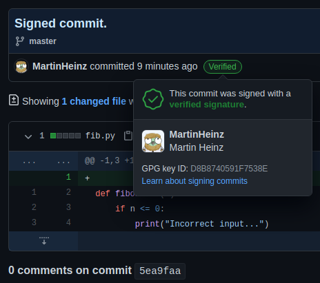 Signed verified commit