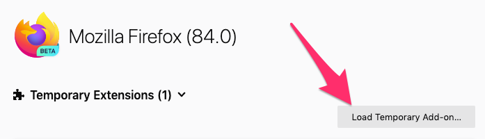 Load temporary addon button