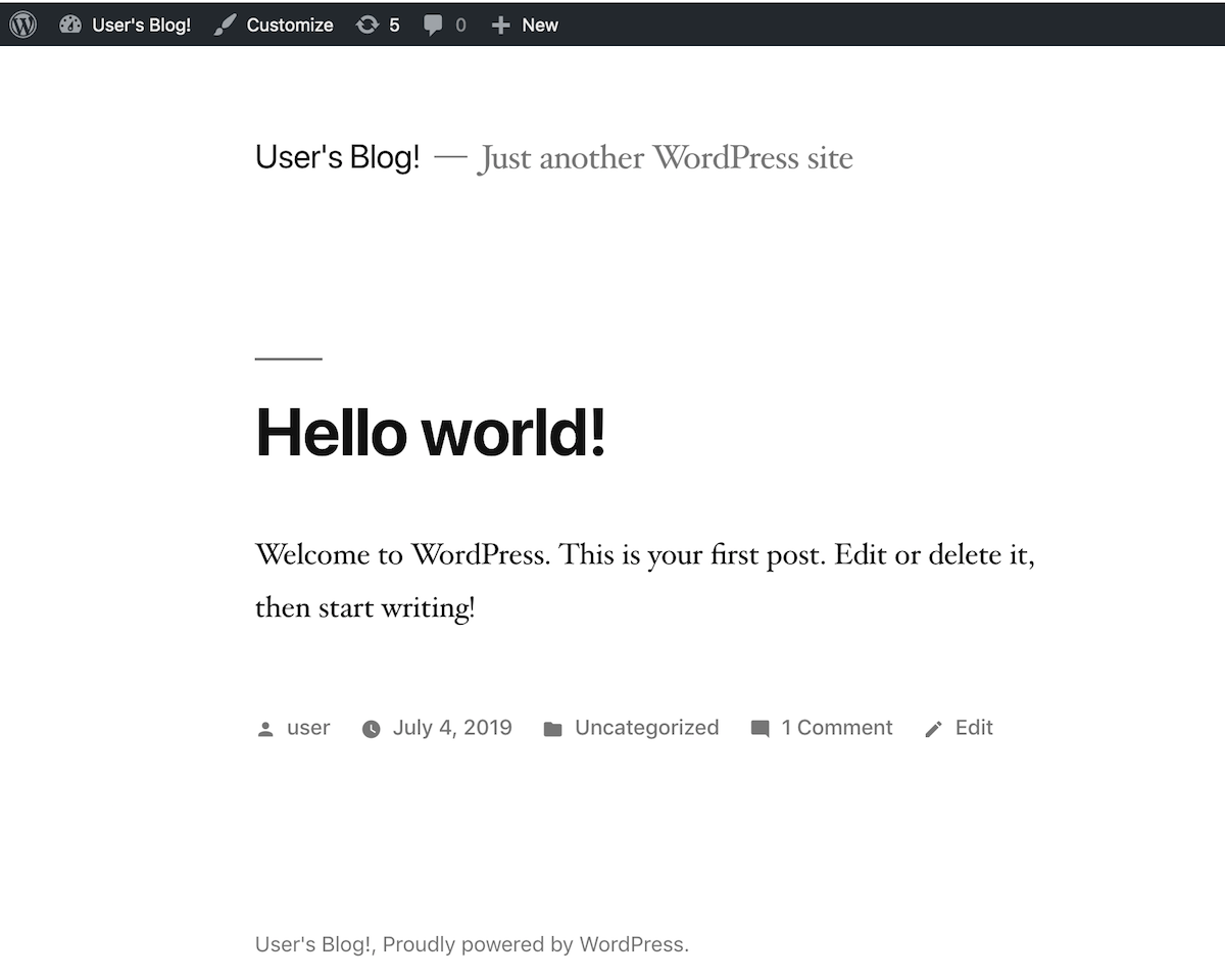 WordPress default theme