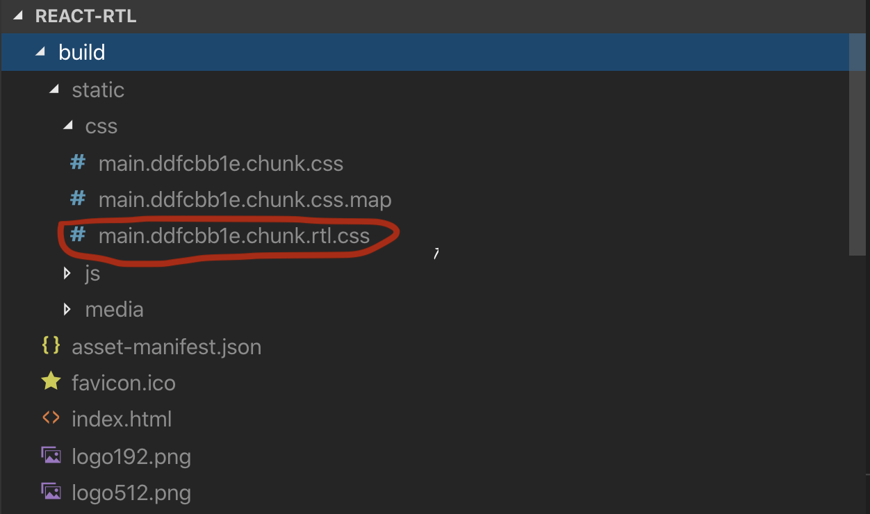 screenshot of generated rtl.css file