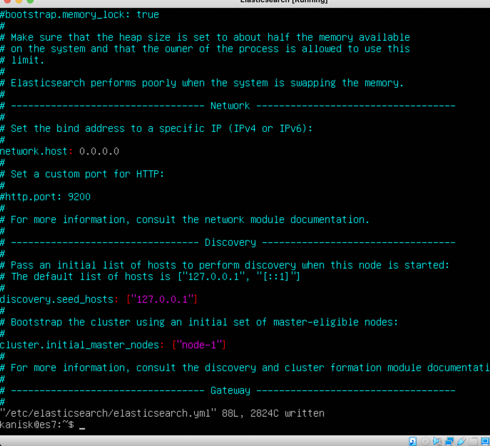 configuring elasticsearch in vi