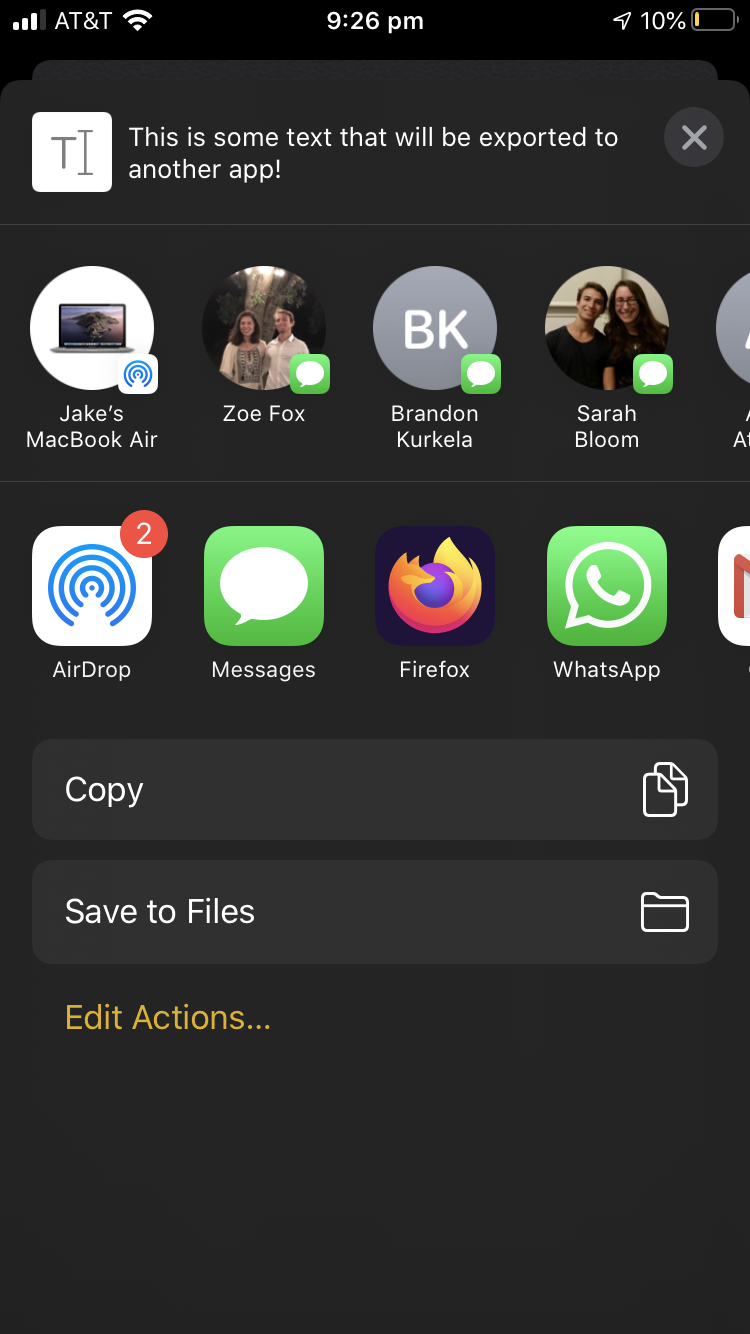 Simple share sheet