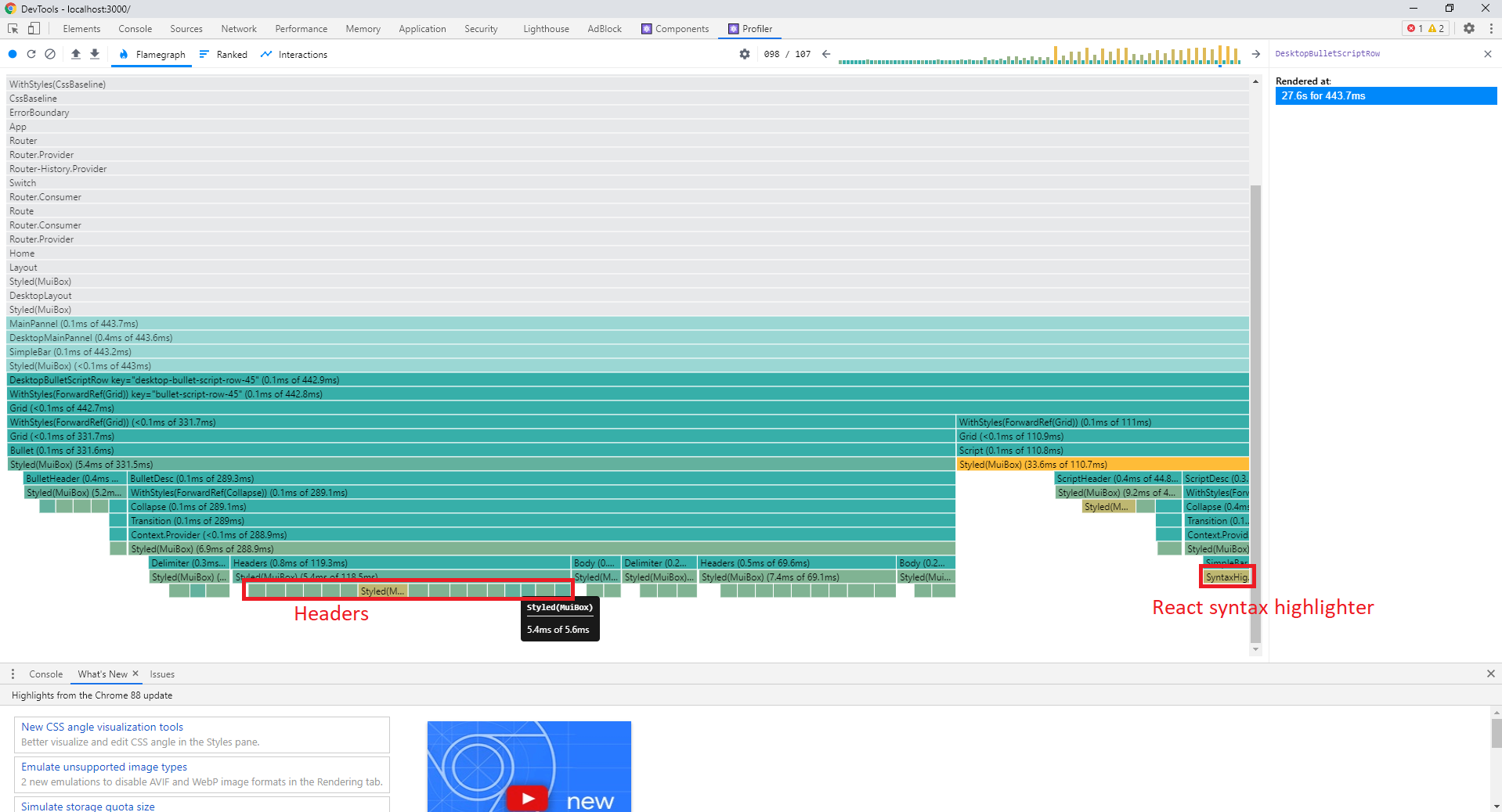 Profiling one item Profiling one item