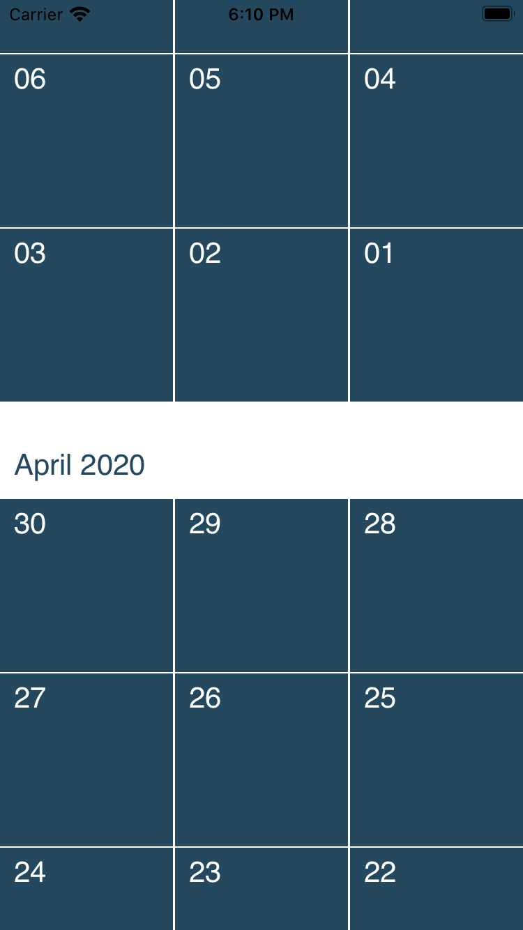 a calendar view layout