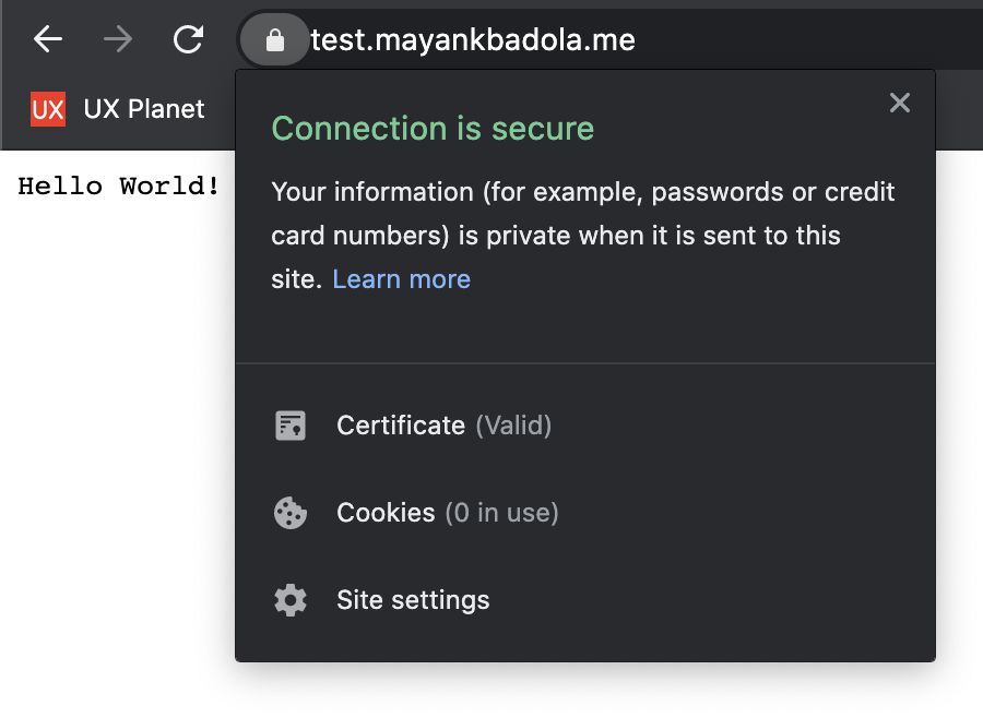 Secure Hello World with LetsEncrypt