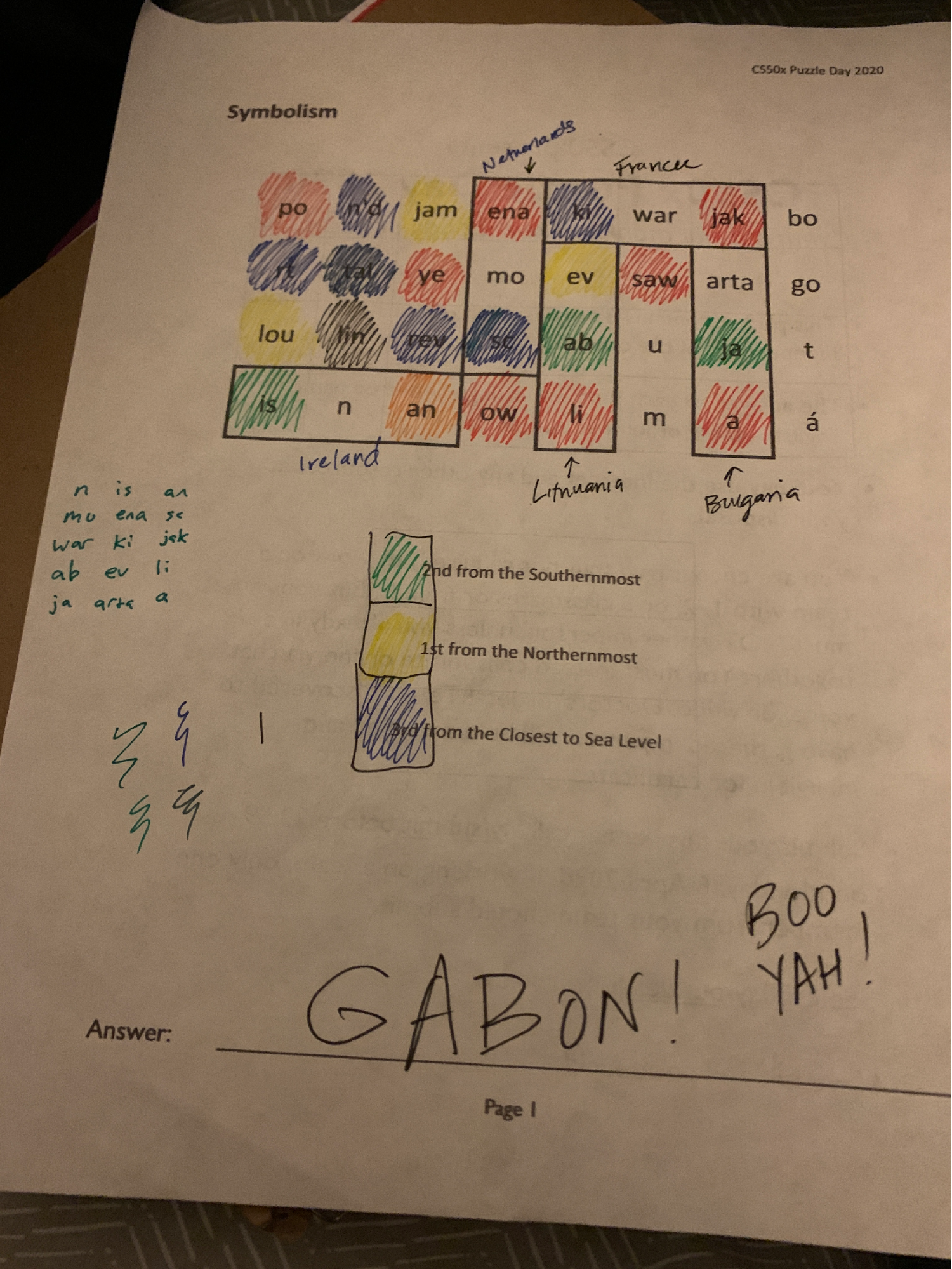 The grid all colored in.