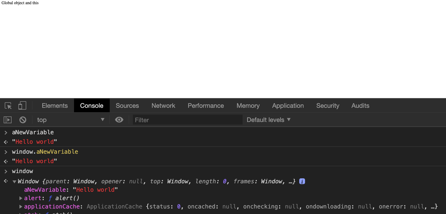 calling a variable by its name and with the global window object