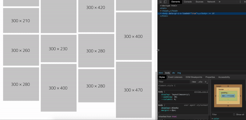 Masonry layout example