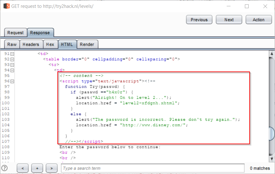Burp Suite - Inspecting HTML Response