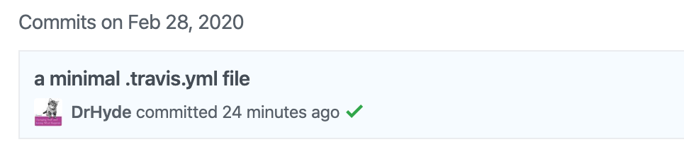 Github showing that my tests passed