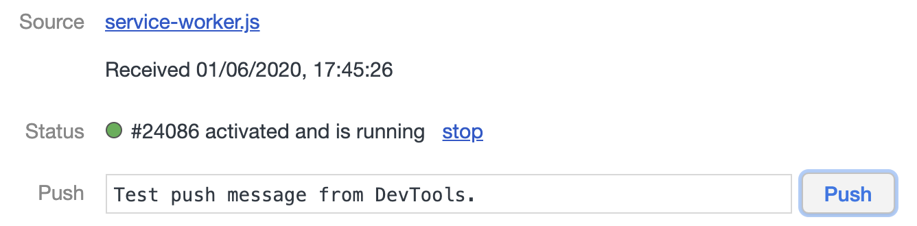 Send test push notification