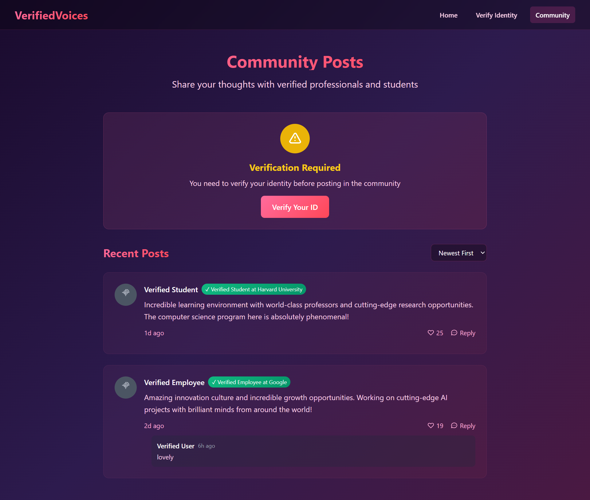 Anonymous Community Page