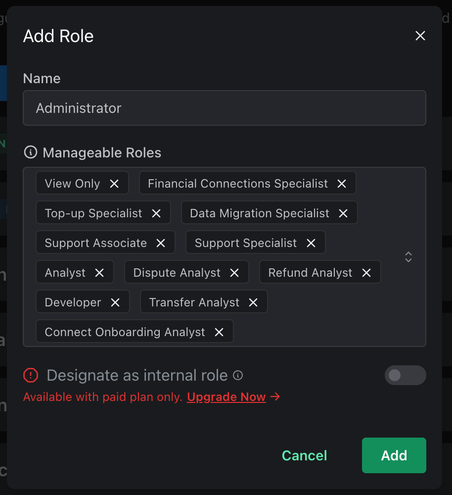Adding Administrator, which can manage other roles