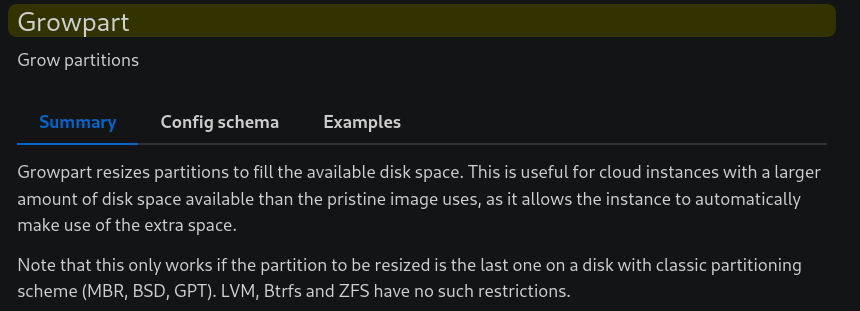 Snippet of the growpart documentation.