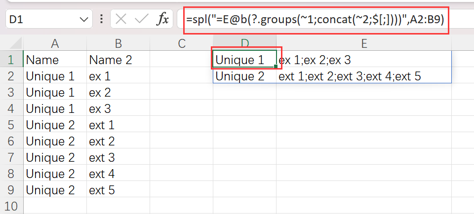 desired result table with code entered