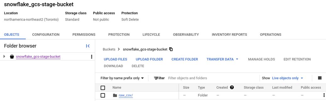 GCS Bucket and Folder