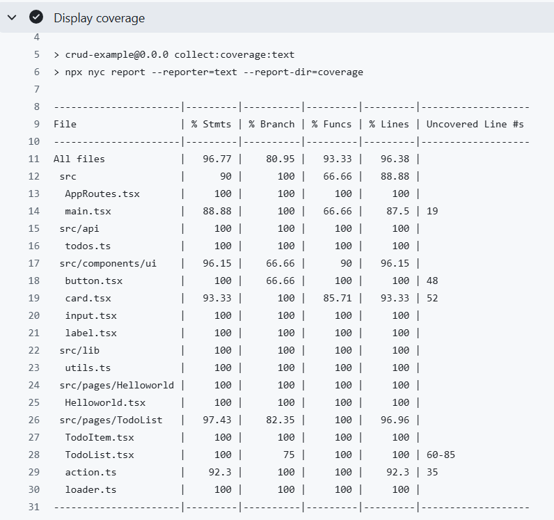 Github action coverage
