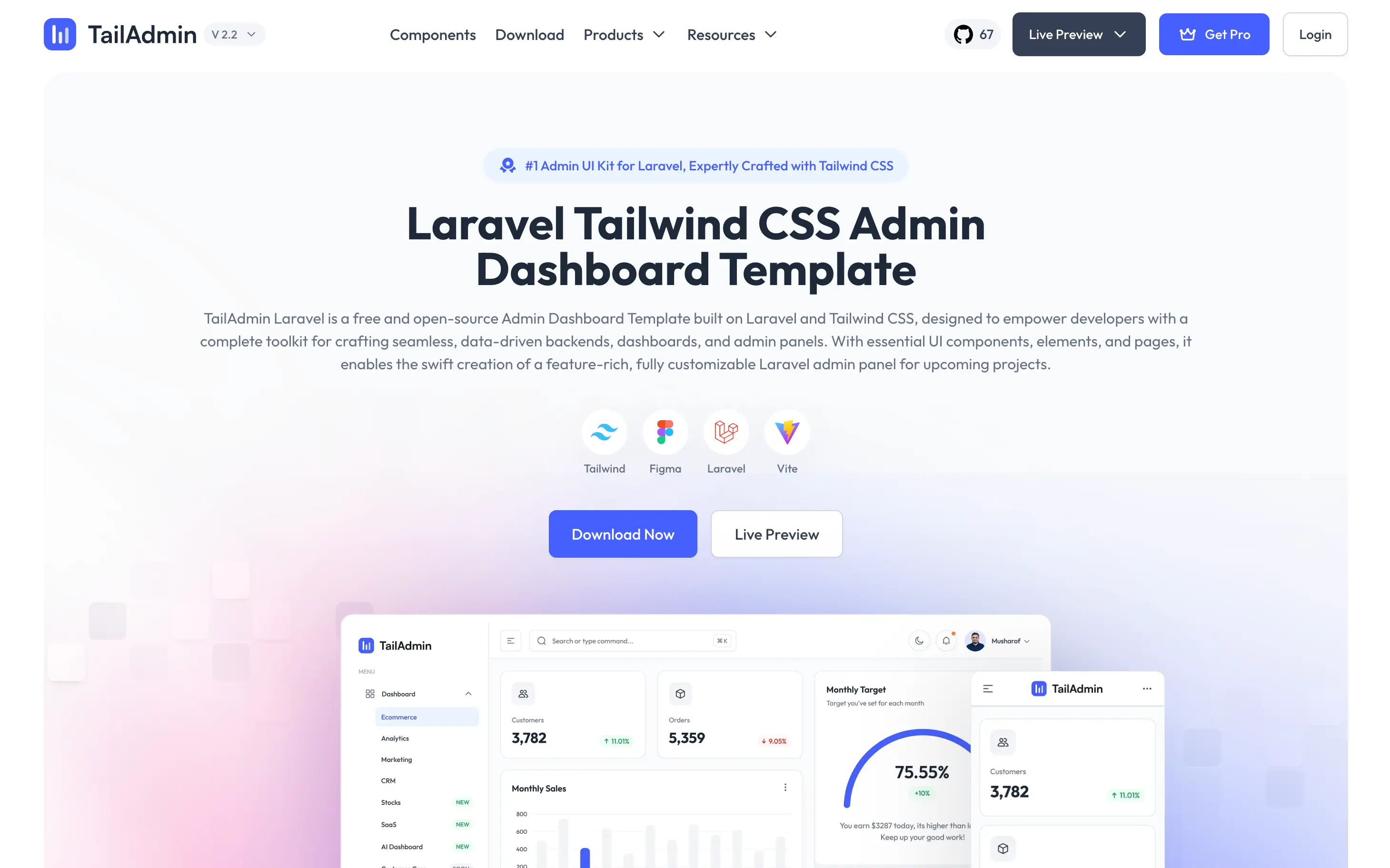 TailAdmin Laravel 스크린샷