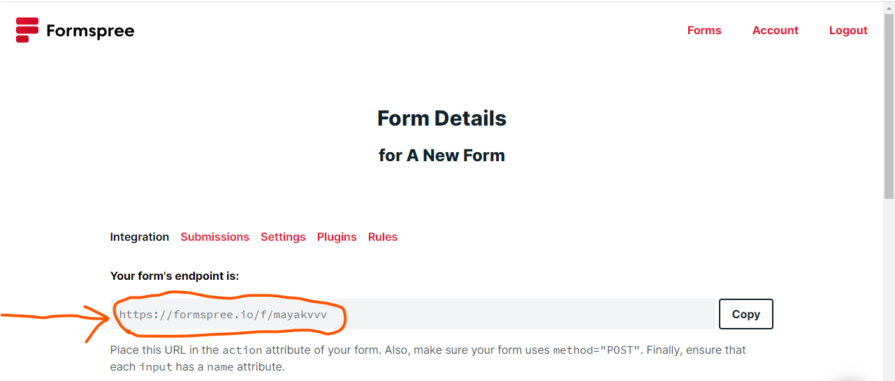 Copy Formspree Image