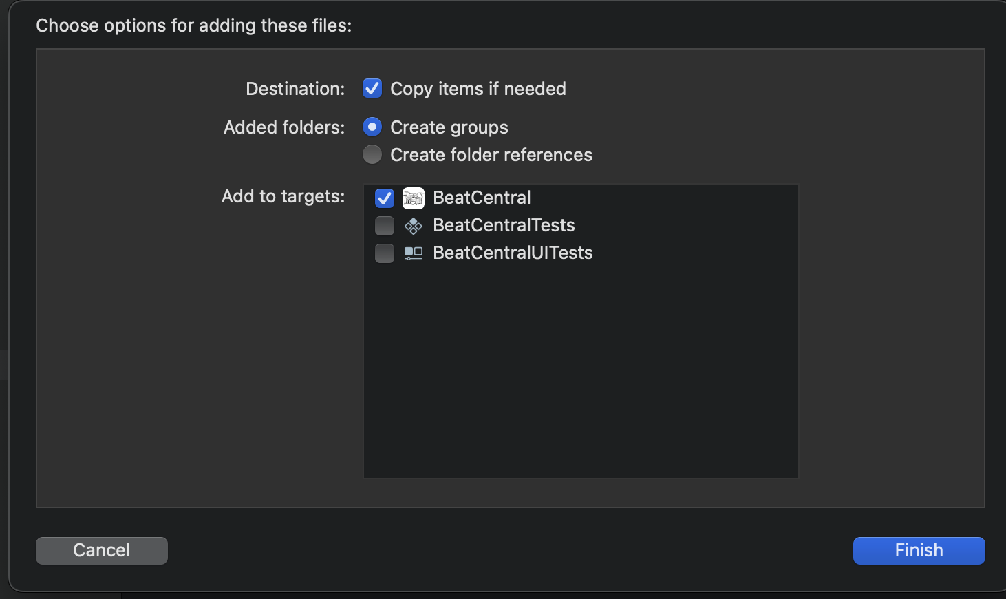 Xcode Settings for importing sound file