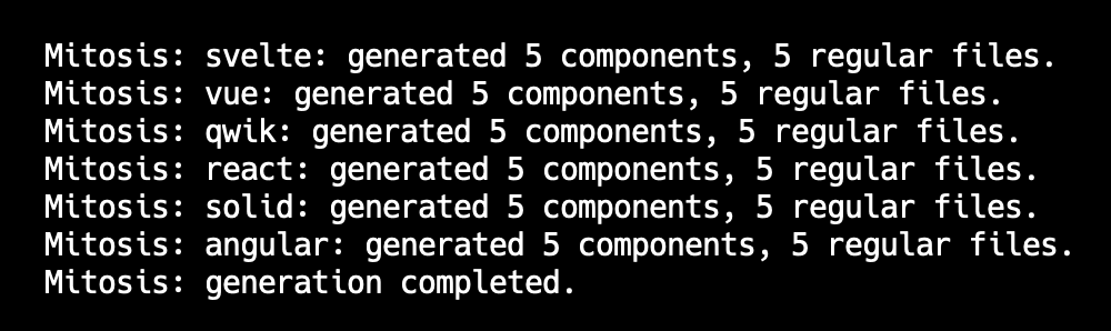 Mitosis generating framework native components